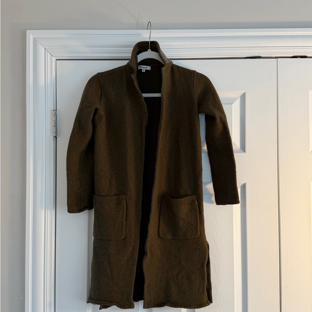 Madewell green sweater jacket